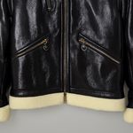 Jonathan Simkhai Black‎ Vegan Leather Sherpa Aviator Jacket XS Black Photo 5