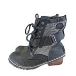 Sorel Women's Slimboot Black Tweed Lace Up Ankle Boots Heel Casual Winter 6.5 Photo 1