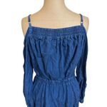 The Kooples  Mini Dress Blue Denim Button Front Off Shoulder Long Sleeve Photo 5
