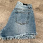 Elan  Frayed Hem Blue Jean Shorts Photo 5