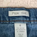 Anthropologie Anthro Per Se Distressed Mini Aline Raw Hem Denim Jean Skirt Blue 6 Medium Photo 8