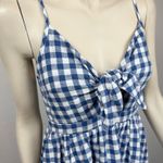 Old Navy Old Navy Blue and White Checkered Linen Blend Sleeveless Dress Photo 1