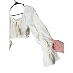 We Wore What  Linen Blend On/Off Shoulder‎ Tie Front Top Size XS Photo 2