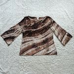 Chico's Velvet Burnout Flare Bell Sleeve Top M Gold Brown 90s Y2K Animal Print Fairy Photo 1