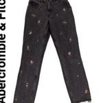 Abercrombie & Fitch Black Floral Embroidered High Rise Skinny Jeans size 4/27 Photo 1