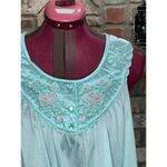 satin nightgown floral quilted collar aqua pink collar Blue Photo 2