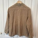 Susan Graver  Tan Eyelet Button Down Shirt Size Large Photo 1