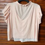 Free People Terese Velvet Blouse Pale Pink Ruffle Neck Long Sleeve Top S Photo 3