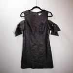 Milly Silver Sparkle Metallic Cocktail Party Off The Shoulder Mini Sheath Dress Photo 0