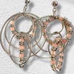 Free People Racer Moonstone Beaded Hoops in Blush Pink Silver 70s 80s Retro NWT Photo 3