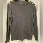 J.Crew  Women’s Long Sleeve Crew Neck Cotton Perfect Fit Tee Gold Buttons Size L Photo 0