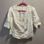 Free People  White Embroidered Blouse Woman’s Size Large Small Stain Photo 0