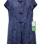 VTG Cachet Embossed Longline Mockneck Kimono Jacket Sz 10 Short Sleeve Deadstock Blue Photo 0