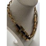Ann Taylor Vintage Matte Gold and Black Leather Link Chain Necklace Quality 19” Photo 14