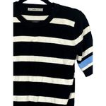 ZARA  Soft Knit Striped Short Sleeve Crew Neck S Sweater Black Blue White #2102 Photo 1