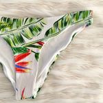Tinibikini  White Green Red Tropical Floral Ribbed Bikini Bottoms Sz L Photo 97