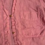 ZARA Basics 100% Linen Collared Long Sleeve Button Up Pink & Gold Shirt Size XS Photo 2