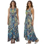 Venus Fairy Rhinestone Halter Maxi Dress High‎ Low Colorful Bohemian Sleeveless Flowy Photo 1