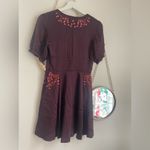 Free People Embroidered Purple Mini Dress Low V Front Satin button Accent 2 Photo 1