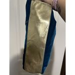 Vintage Blue Suede Purse Gold chain Shoulder Photo 7