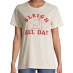 Holiday Time NEW  “Sleigh All Day” Women‘s T-Shirt size XL Ivory Photo 1