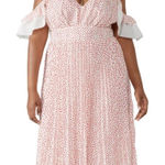 Eloquii RTR White & Red Valentine's Day Heart Print Off Shoulder Midi Dress 20 Photo 0