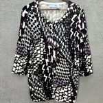 Liz & me cardigan womens 1X geometric rhinestone jewel button whimsigoth artsy Purple Photo 0