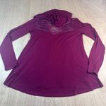 Maurice's Burgundy Lace Hooded Cardigan Women’s Medium Long Sleeve Open Front Photo 2