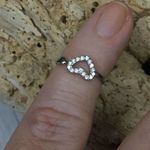 Sterling Silver CZ Heart Toe Ring Midi Ring Photo 0