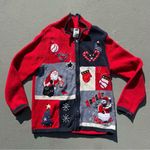 Vintage 90s Americana Ugly Christmas Sweater Cardigan Zipper Front Red Size L Photo 0