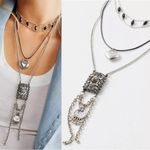 Free People  For What It's Worth Layered Necklace Silver NWT Bohemian Fringe Boho Photo 2