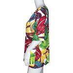 Chico's Shirt Womens Large Green Yellow Botanical Print Colorful Tropical Cruise Photo 2