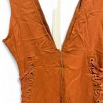 Iris  women’s Rust color stretch Brown Jumpsuit size large Photo 8
