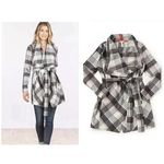 Matilda Jane NWT Womens XS Black Grey Plaid Check It Twice Jacket Sweater Coat Photo 1