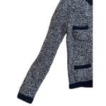 Boden Cotton Heavyknit Marled Textured Cropped Jacket Size 6 Navy Blue White Photo 3