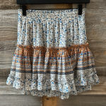 MISA Los Angeles Smocked Waist Tiered Floral Ruffle Mini Skirt Size Small Photo 0