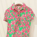 Lilly Pulitzer  Pink & Green Floral Print Short Sleeve Polo Tshirt Dress Size S Photo 3