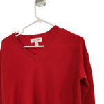 Nordstrom  Red Samba Knit Slouchy Classic Casual V-Neck Pullover Sweater Size XS Photo 3