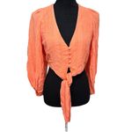 Skylar + Madison Top Womens Size Small Coral Orange Crop Top Puff Sleeves Photo 1
