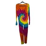 Followme Womens Tie Dye One Piece Pajamas Jumpsuit Sleepwear Footless Size XL Orange Photo 1