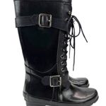 BCBGMAXAZRIA Women's Black Willis Lace Up Rubber Boots Leather Straps Size 6 Photo 15