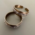 Anthropologie Hoops in Brushed Gold and Silver Tone Metal Faux Diamond Accents Photo 4