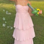 Lulus Long Pink Ruffled Dress Photo 3