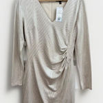 Guess Dress Size 6 Silver Beige Ruched Metallic Long Sleeve VNeck Party Photo 0