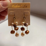 Michael Lu Cultured Pearl Dangling Earrings Brown Natural‎ Date Night Wedding Photo 1