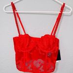ZARA New Women Red Sexy Embroidered Underwire Corset Size 34B Photo 7