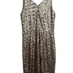 Dress the Population  Camilla Sequin Midi Dress Deep V Sleeveless Gold Size Small Photo 3