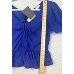 Le lis NWT  Top Square Neck‎ Puff Sleeves Blue Boho Ribbed Soft Size Small Photo 4