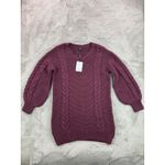 Bardot NWT  Women M Knit Pullover Sweater Dress Burgundy Cable Knit Long Sleeve‎ Photo 2