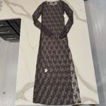 Free People NWT Lady Lux Maxi Sheer Lace Slip Dress Womens Medium Dark Gull Gray Photo 1